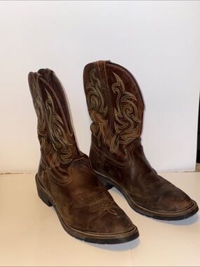 Men’s Justin Brown Leather Western Cowboy Boots